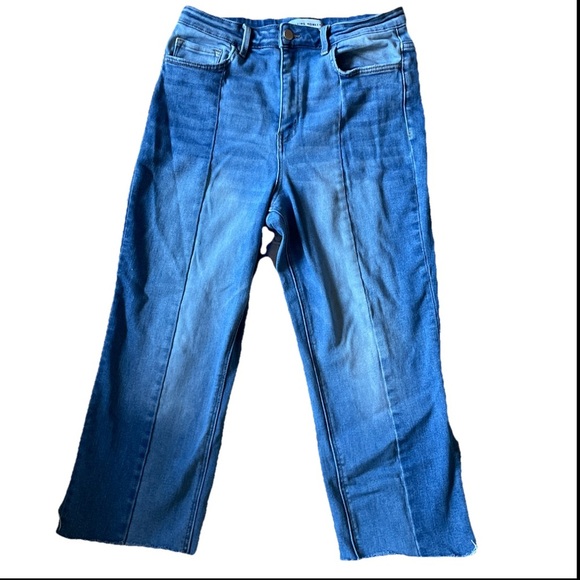 Flying Monkey Denim - Flying Monkey Women's Distressed Wide Leg Light Blue Denim Jeans Cropped Ankle
